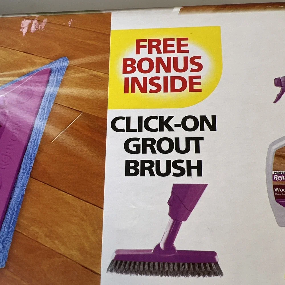 New- Rejuvenate Click N Clean Multi-Surface Microfiber Spray Mop & Grout Brush